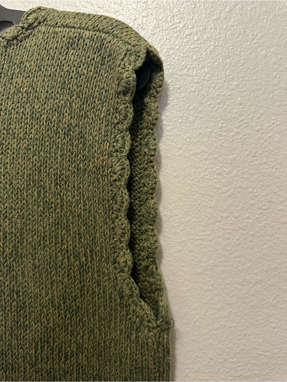 Hand-Embroidered Olive V-Neck Sweater Vest - Picture 5 of 8